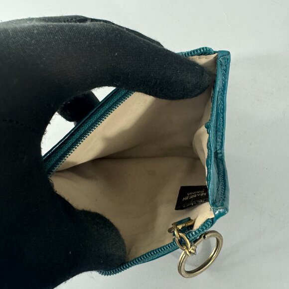 Coach Teal Patent Leather Card Case w/ Keychain - Picture 9 of 13